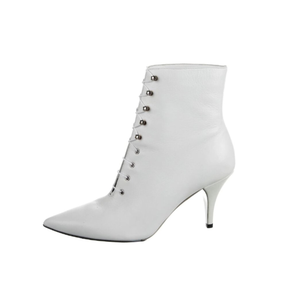 NWT Calvin Klein 205W39NYC White Leather Lace-Up Stiletto Boots - UK 3.5 / US 6